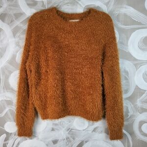 PINK ROSE Wmns XL Warm Fuzzy Orange Rust Sweater Long Sleeve Pullover CozyCore